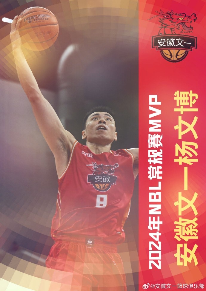 NBL2024年常规赛MVP出炉 安徽文一队长杨文博当选