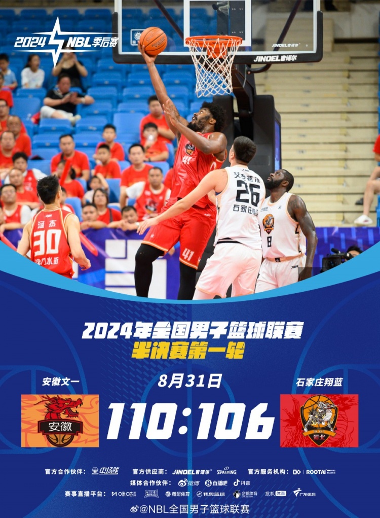 NBL半决赛G1：三外援合砍72分 安徽文一110-106险胜石家庄翔蓝